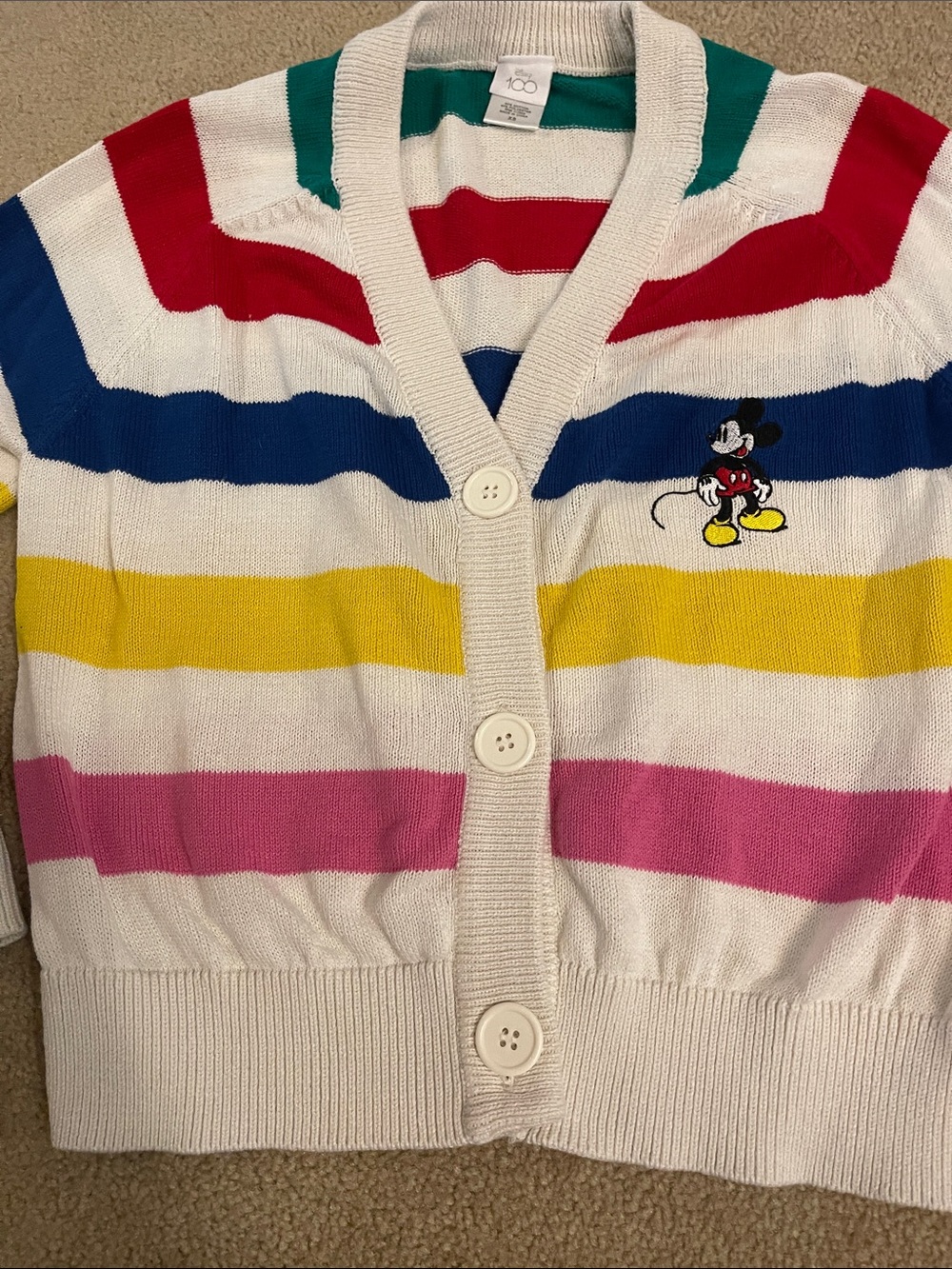 Disney 100 Multicolor Striped Mickey Cardigan XS Mickey Mouse - Picture 4 of 8